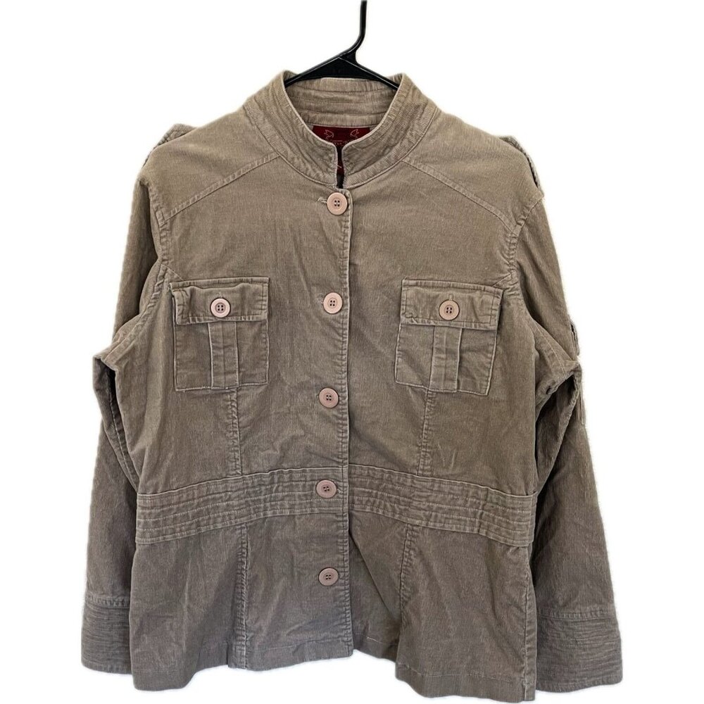 Paris Blues 90s Tan Utility Jacket Women’s 1X – Retro Y2K Military Style Button